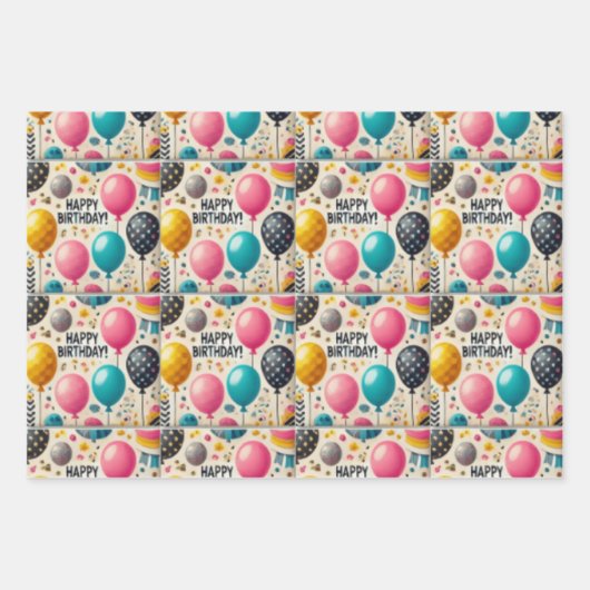 gelukkigste verjaardag inpakpapier vel (Voorkant 3)