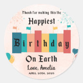 Gelukkigste verjaardag op aarde - Magische verjaar Ronde Sticker (Voorkant)