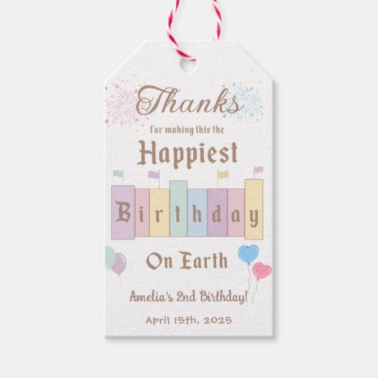 Gelukkigste verjaardag op aarde Magische verjaarda Cadeaulabel (Voorkant)