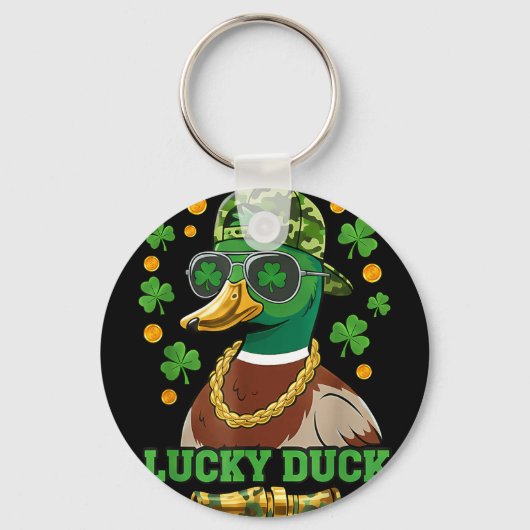 Geluks eend St. Patrick's Day wilde eend jager man Sleutelhanger (Voorkant)
