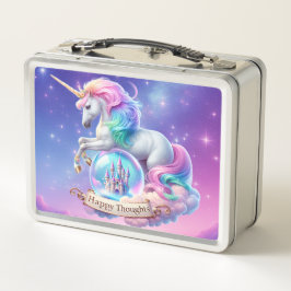 Geluks Gedachten Eenhoorn Kasteel Metalen Lunchbox