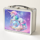 Geluks Gedachten Eenhoorn Kasteel Metalen Lunchbox (Voorkant)