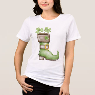 Geluks-Ierse Leprechaun Laars Klaver Vrouwen Tri-Blend Shirt