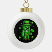 Geluks Kabouter Grappige St. Patrick's Dag Videosp Keramische Bal Ornament (Voorkant)