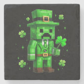 Geluks Kabouter Grappige St. Patrick's Dag Videosp Stenen Onderzetter (Voorkant)
