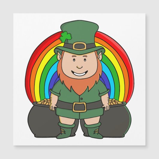 Geluks Leprechaun met Regenboog Pot met Goud (Voorkant)