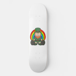 Geluks Leprechaun met Regenboog Pot met Goud Persoonlijk Skateboard