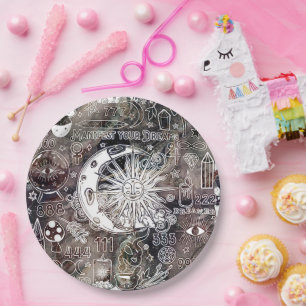 Geluks Numerologie Manifestatie Magie Sfeer Grunge Papieren Bordje