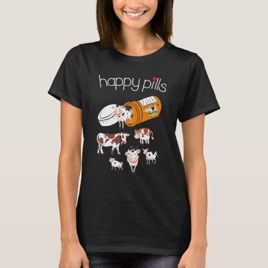Geluks Pillen Koe T-shirt (Voorkant)