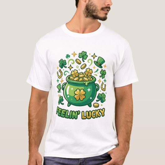 Geluks Pot met Goud St. Patrick's Dag T-shirt (Voorkant)