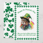 Geluks wens voor kattenliefhebbers op St. Patrick' Feestdagenkaart (Voorkant / Achterkant)