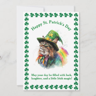 Geluks wens voor kattenliefhebbers op St. Patrick' Feestdagenkaart