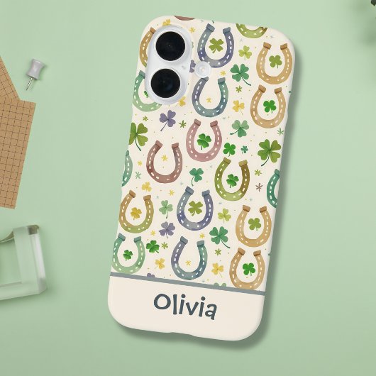 Geluks Westerse Charme – Hoefijzers & Klavers Case-Mate iPhone Case