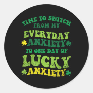 Geluksangst St. Patrick's Day Grappige Shamrock Kl Ronde Sticker