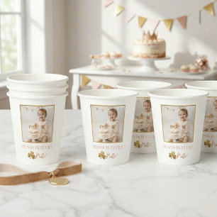 Geluksbaby Eerste Verjaardag Meisje Foto Cups Papieren Bekers