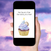 Geluksbeker sobere verjaardag Cupcake Met Klok Kaart