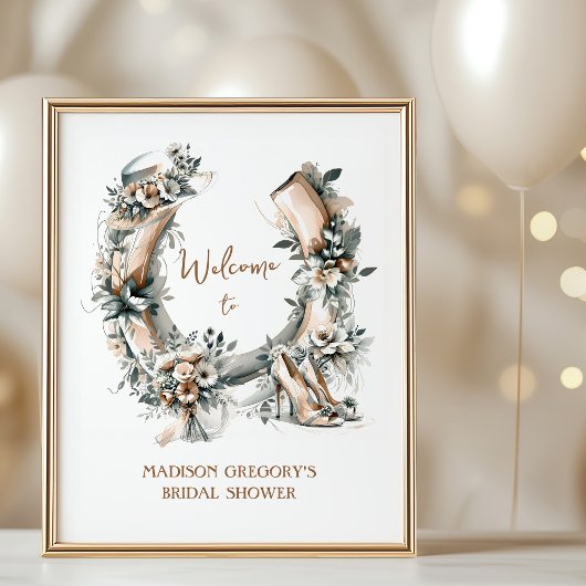 Geluksbloem Hoefijzer Derby Bruidsdouche Welkom Poster