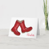 Geluksboot vrouw rode tuinkabouter laars kaart (Voorkant)
