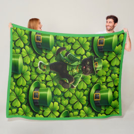 Geluksbrengende kabouter zwarte kat St. Patrick's  Fleece Deken