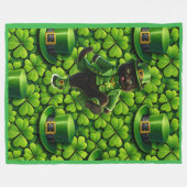 Geluksbrengende kabouter zwarte kat St. Patrick's Fleece Deken (Voorkant (Horizontaal))