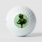 Geluksbrengende kabouter zwarte kat St. Patrick's Golfballen (Voorkant)