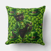 Geluksbrengende kabouter zwarte kat St. Patrick's  Kussen (Voorkant)