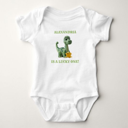 Geluksbrenger St. Patrick's Day Dinosaur Bodypak Romper (Voorkant)