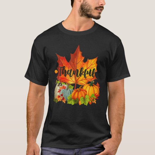 Geluksdag najaar Thanksgiving Herfst Maple laat T T-shirt (Voorkant)