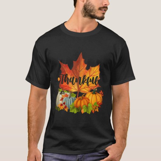 Geluksdag najaar Thanksgiving Herfst Maple laat T T-shirt (Voorkant)
