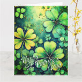 Geluksdag St. Patrick - Aquarel Shamrocks 🍀✨ Kaart (Gele Bloem)