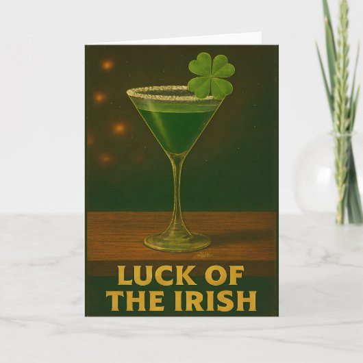 Geluksdag St. Patrick's Day Ierse Klaver Martini Kaart (Voorkant)