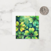 Geluksdag van Sint-Patrick - Waterverf Shamrocks � Notitiekaartje (Voorkant / Achterkant in situ)