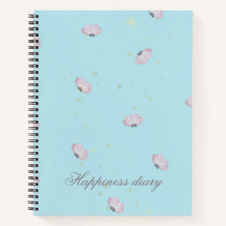 Geluksdagboek Pastel Blauw Roze Bloem Goud Glans Notitieboek