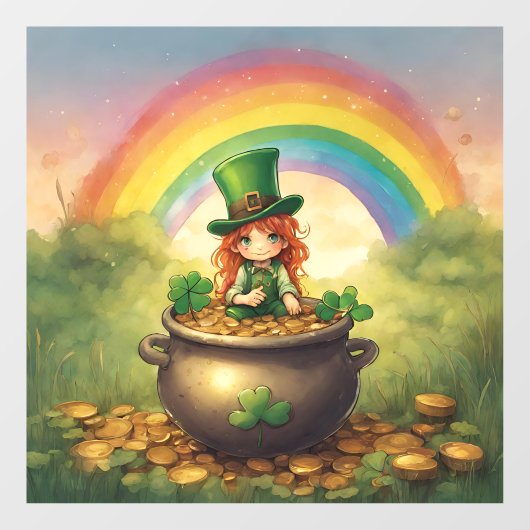 Geluksdame Leprechaun Raamsticker (Vel)