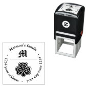 Geluksdrieblad retouradres familie monogram  zelfinktende stempel (In situ)