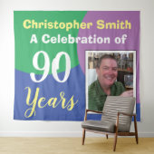 Geluksfeest 90ste verjaardag met foto wandkleed (In Situ (horizontaal))