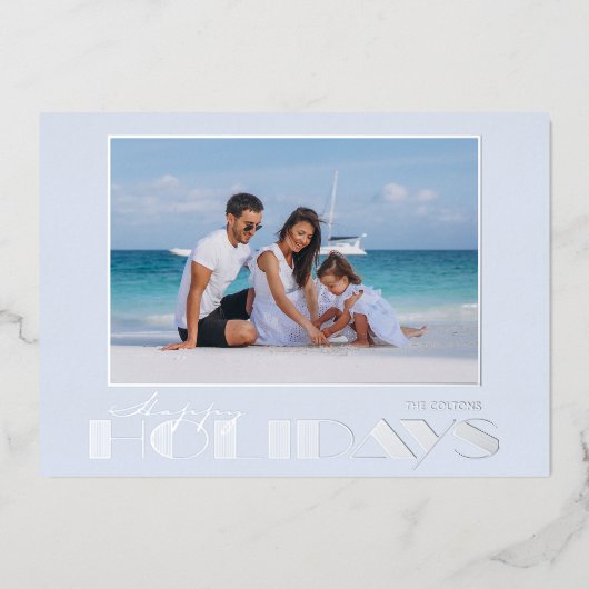 Geluksfeest Foto Zilver Folie Feestdagenkaart (Voorkant)