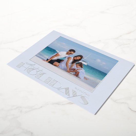 Geluksfeest Foto Zilver Folie Feestdagenkaart (Gedraaid)