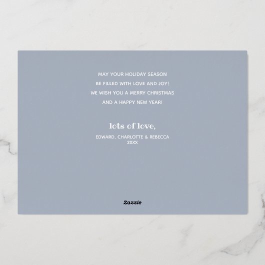 Geluksfeest Foto Zilver Folie Feestdagenkaart (Achterkant)