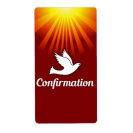 Geluksfelicitaties Bevestiging Duif met Goud/Rood Etiket