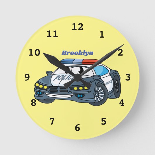 Geluksgelukkige illustratie cartoon auto politie ronde klok (Voorkant)