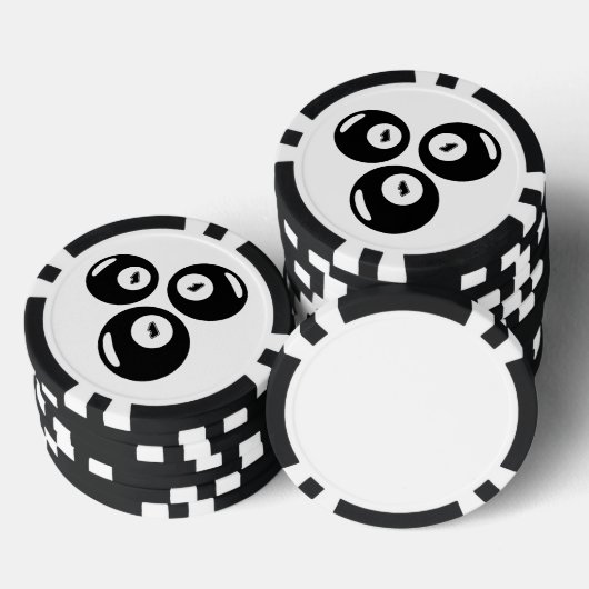 Geluksgetal 111 Zwarte Ballen Poker Chips (Opstapeling)