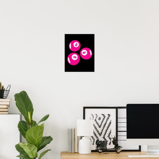 Geluksgetal 4 Roze Ballen Poster (Thuiskantoor)