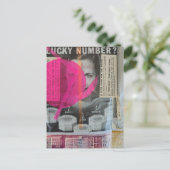 Geluksgetal dame Mixed media collage Briefkaart (Staand voorkant)
