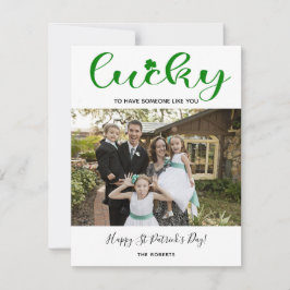 gelukshamrock st Patrick moderne familiefoto Feestdagenkaart