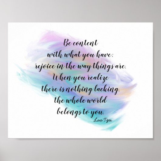 geluksheid citeert Lao Tzu-tekst over geschilderd  Poster (Voorkant)