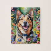 Gelukshond Portret Watercolor Dier Legpuzzel (Verticaal)