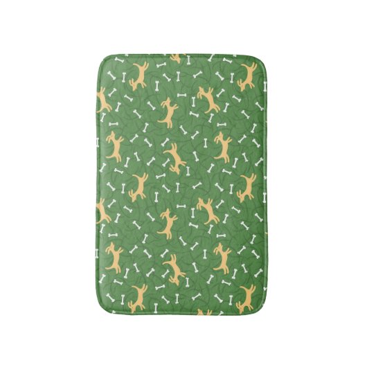 gelukshonden met botten achtergrond badmat (Voorkant Verticaal)