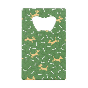 gelukshonden met botten achtergrond creditkaart flessenopener