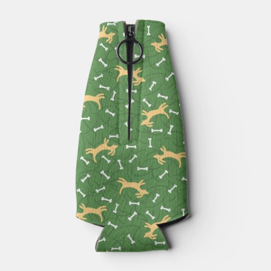 gelukshonden met botten achtergrond flesjeskoeler (Achterkant)